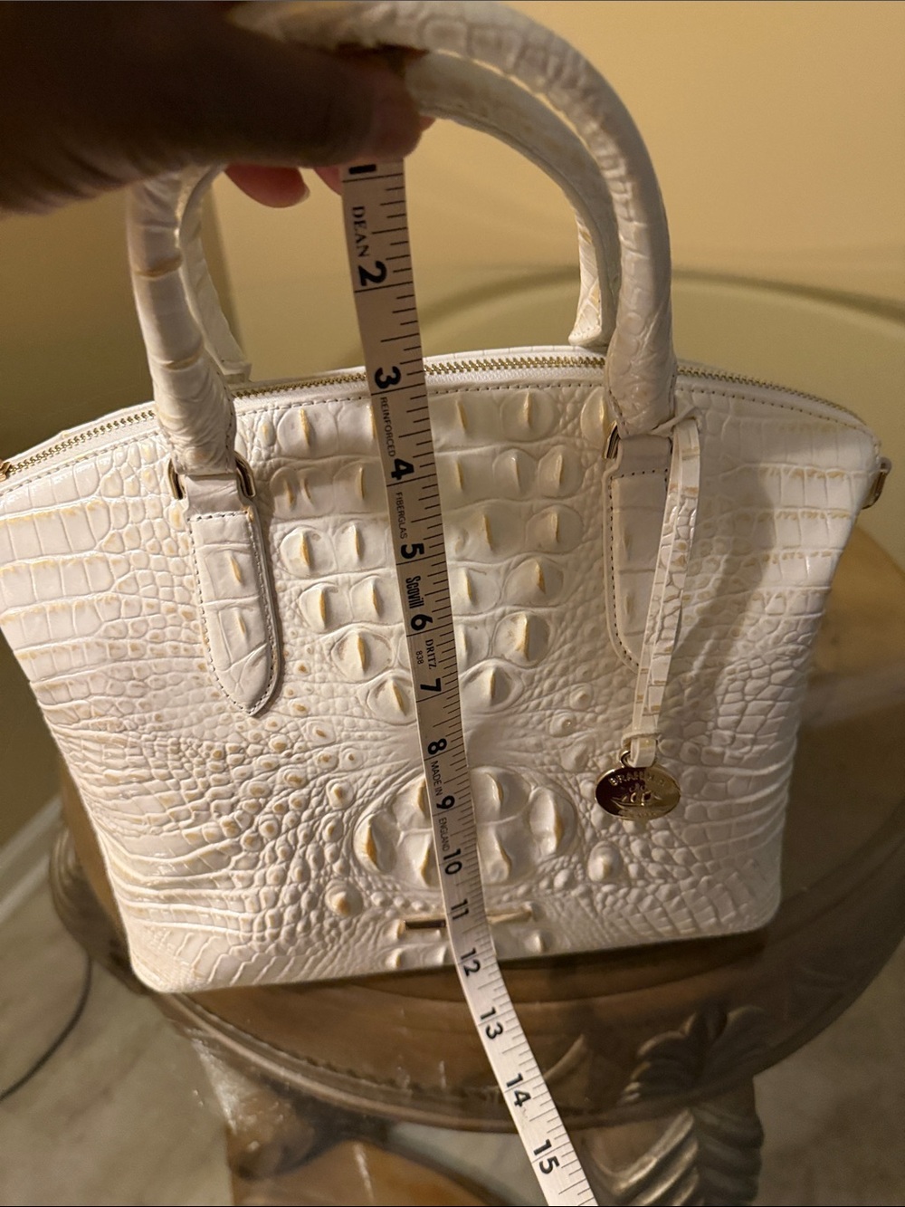 Brahmin Duxbury Chantilly White Croc-Embossed Satchel with Detachable Strap - Picture 15 of 15